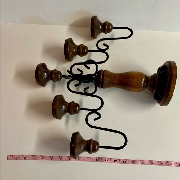 Vintage Gothic Homco Wood and Wrought Iron large candelabra. - Picture 6 of 9